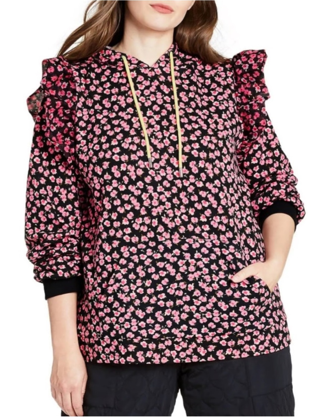 Sandy Liang x Target Ditsy Floral Ruffle Hoodie Sweatshirt M